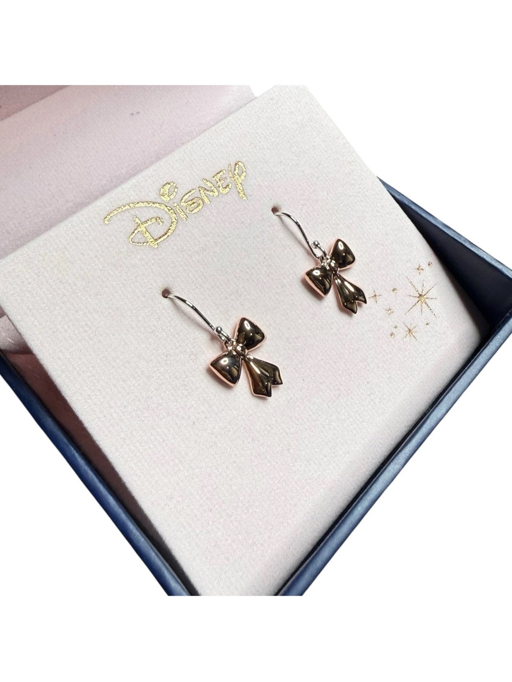 Disney x RockLove Cinderella Fairy Godmother Pink Gold Bow Earrings NWT